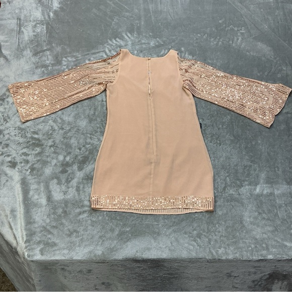 Bebe Sequin Peach Dress Arm cut outs womens XS - Picture 7 of 16